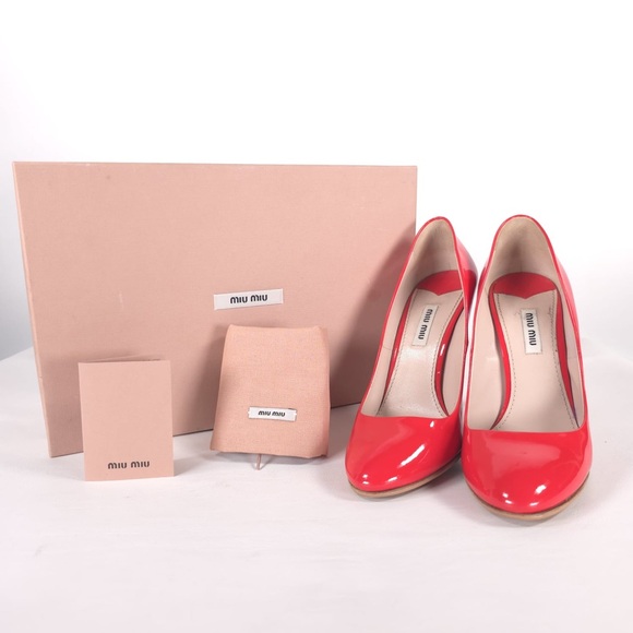 MIU MIU PATENT LEATHER ITALY🇮🇹MADE 518277 VERENICE LACCA Heels Pumps Size 38 - Picture 2 of 16